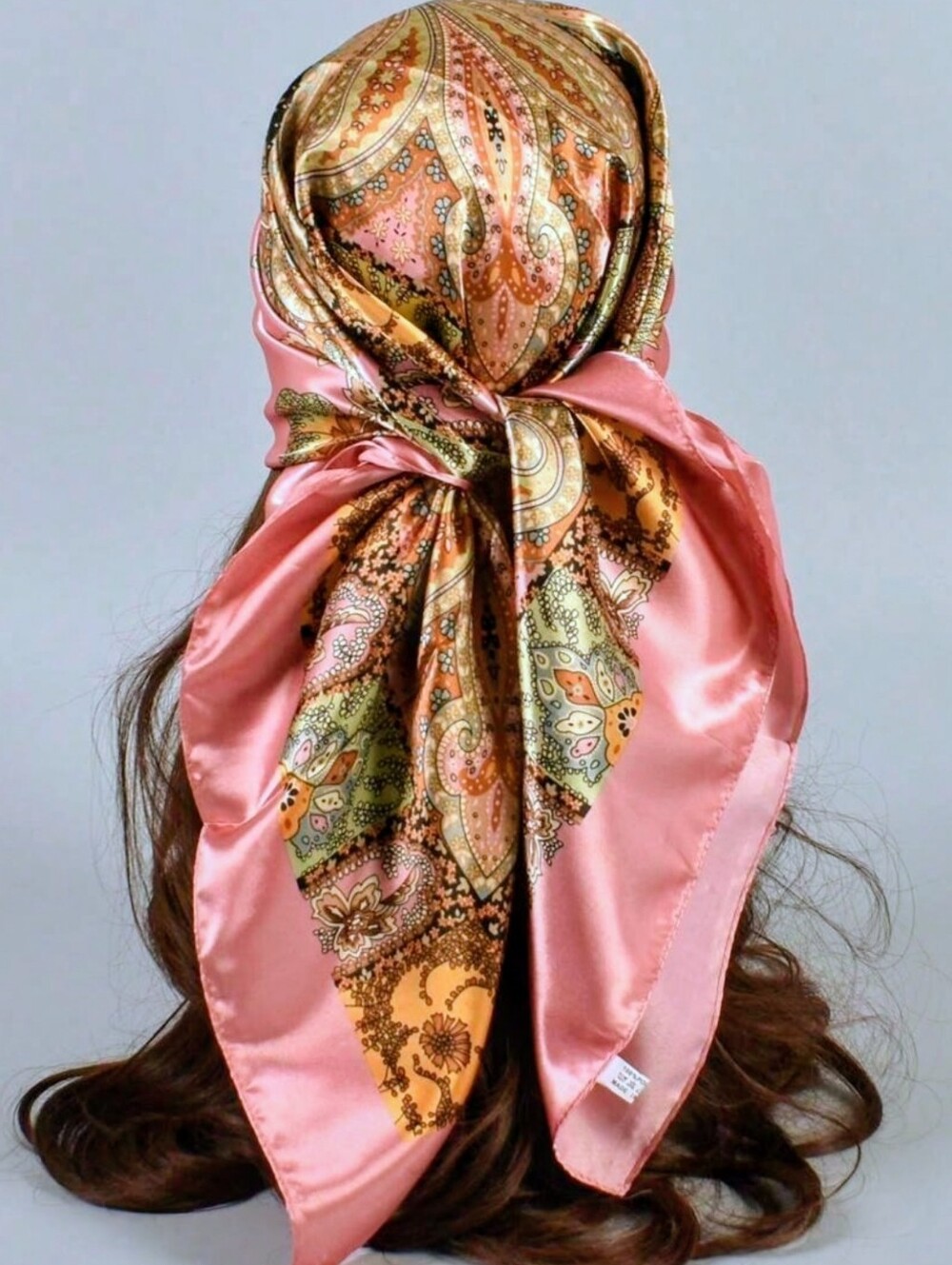 Paisley Head Scarf in Pink and Gold